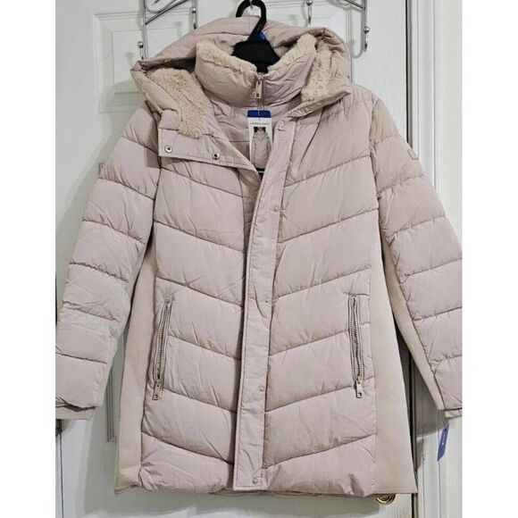 Andrew Marc Women's XL Beige Mixed Media Walker Jacket Puffer Coat NWT - Picture 5 of 7